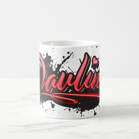 Pauline red Heart Graffiti Tasse Kaffeetasse (Mittel)