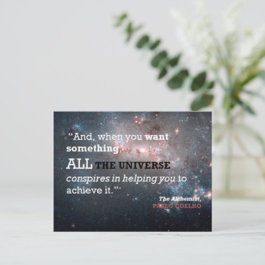 Paulo Coelho Das Alchemist Zitat, das ganze Univer Postkarte (Stehend Vorderseite)