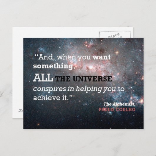 Paulo Coelho Das Alchemist Zitat, das ganze Univer Postkarte (Vorne/Hinten)