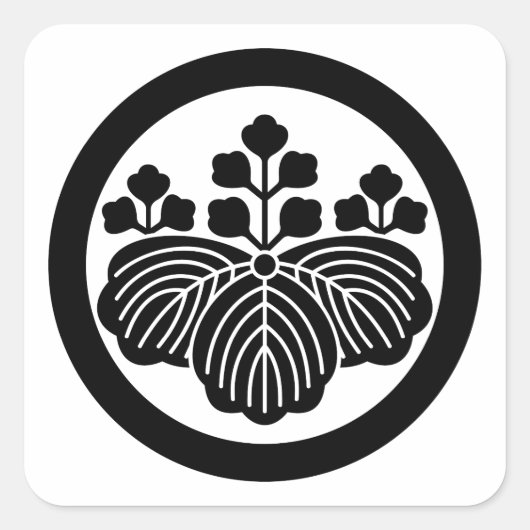 Paulownia mit 5&3 Blüten im Kreis Quadratischer Aufkleber (Vorderseite)