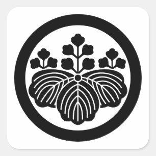 Paulownia mit 5&3 Blüten im Kreis Quadratischer Aufkleber