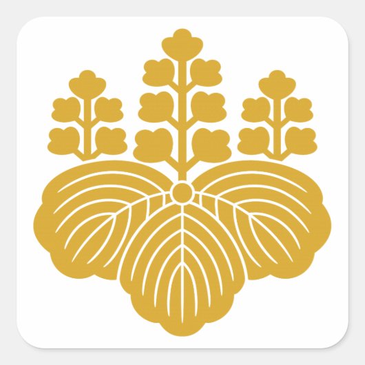 Paulownia with 5&7 blooms quadratischer aufkleber (Vorderseite)