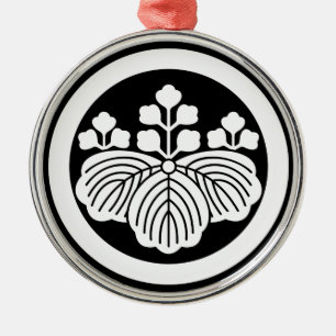 Paulownie mit 5&3 Blüten im Kreis Silbernes Ornament