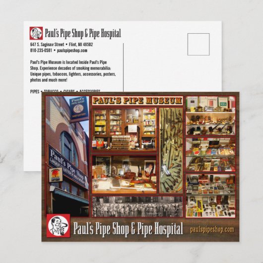 Paul's Pipe Museum Postcard Postkarte (Vorne/Hinten)