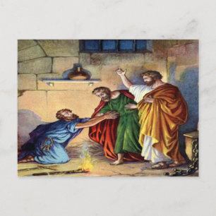 Paulus im Gefängnis in Philippi Postkarte