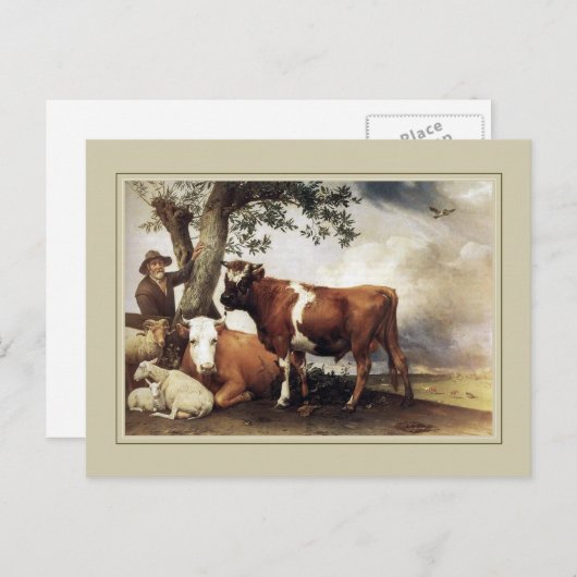 Paulus Potter, 'Young Bull' 1647 Postkarte (Vorne/Hinten)