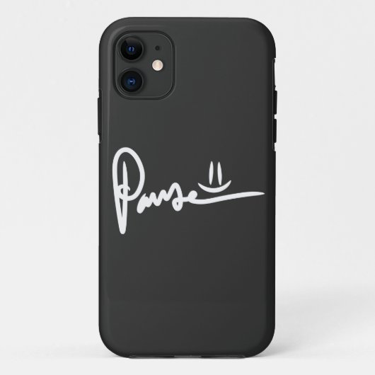 Pause Emoji White Typografie Case-Mate iPhone Hülle (Rückseite)