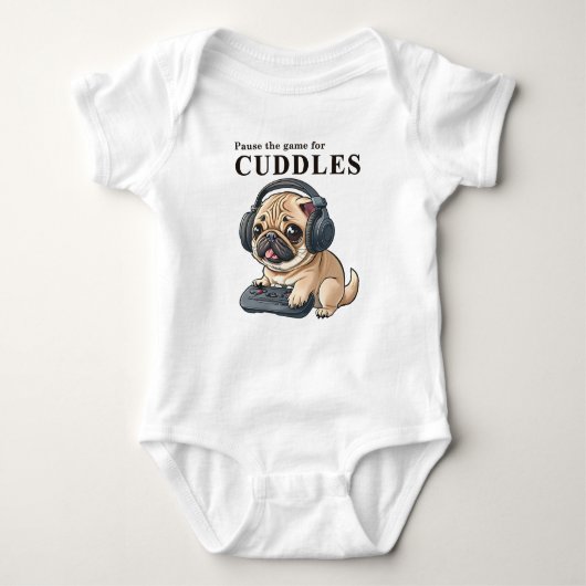 Pause für Cuddle - Niedlicher Gamer DOG Baby Strampler (Vorderseite)
