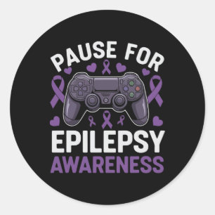 Pause für Epilepsie-Bewusstsein Gamer-Interessenve Runder Aufkleber
