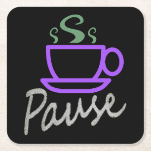 Pause für Kaffee Rechteckiger Pappuntersetzer