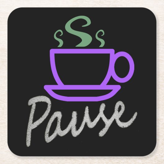Pause für Kaffee Rechteckiger Pappuntersetzer (Vorderseite)