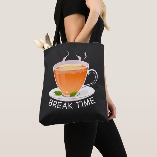 Pause mit einem Teebecher Tasche (Von Nahem)