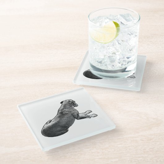 Pause neben einem Blick Glasuntersetzer (Schrägansicht)