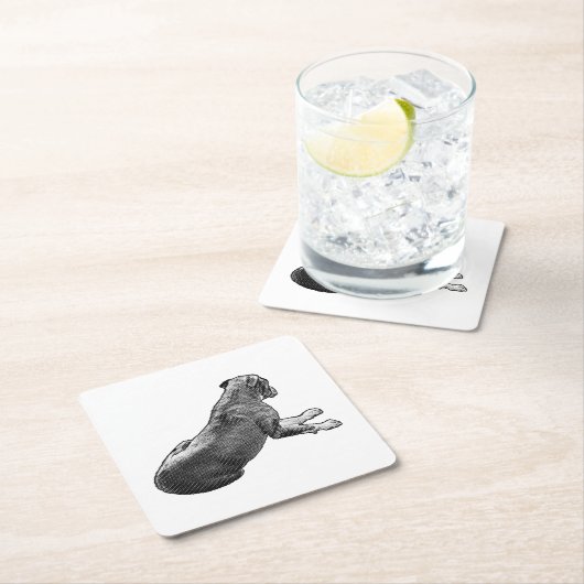 Pause neben einem Blick Rechteckiger Pappuntersetzer (Vor Ort)