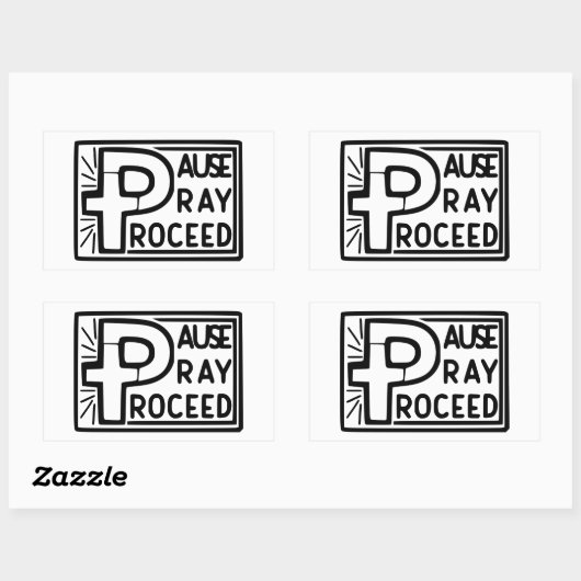 PAUSE PRAY PROCEED RECHTECKIGER AUFKLEBER (Blatt)