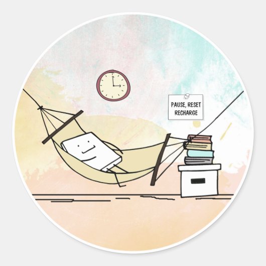 Pause, Zurücksetzen, Aufladen Runder Aufkleber (Vorderseite)