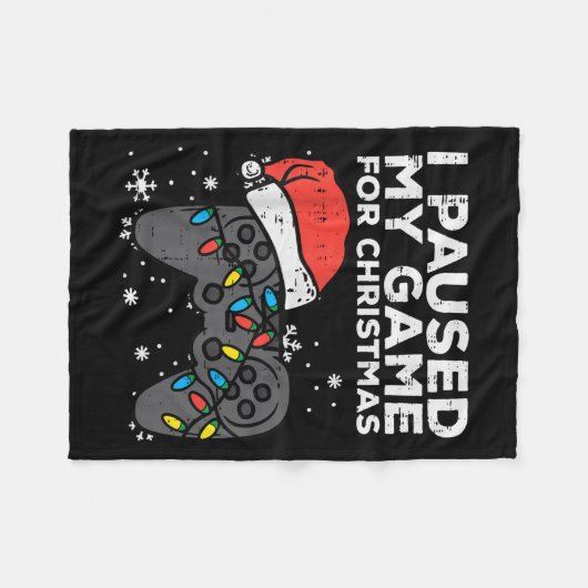 Paused My Game Christmas Gamer Xmas Men Boys Kids Fleecedecke (Vorderseite (Horizontal))