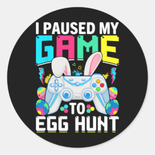 Pausen mein Spiel auf Egg Jagd Video Game Happy Os Runder Aufkleber