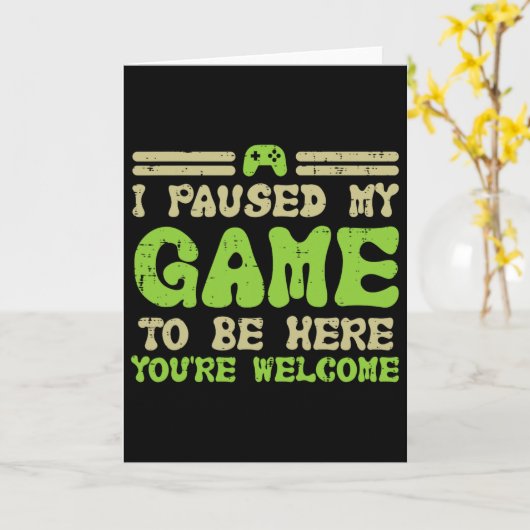 Pausen mein Spiel hier lustige Video Gamer Men Bo Karte (Gelbe Blume)