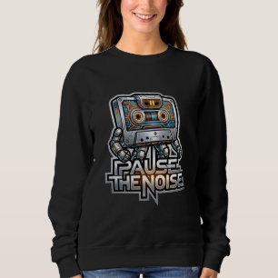Pausiere den Lärm – Retro-Cyber-Kassette-Maskottch Sweatshirt