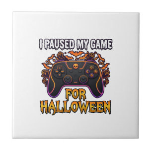 Pausiertes Spiel Halloween Controller Fledermäuse Fliese