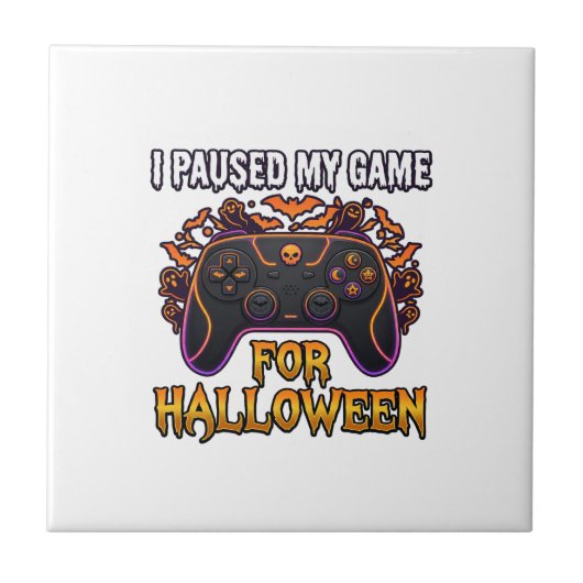 Pausiertes Spiel Halloween Controller Fledermäuse  Fliese (Vorderseite)