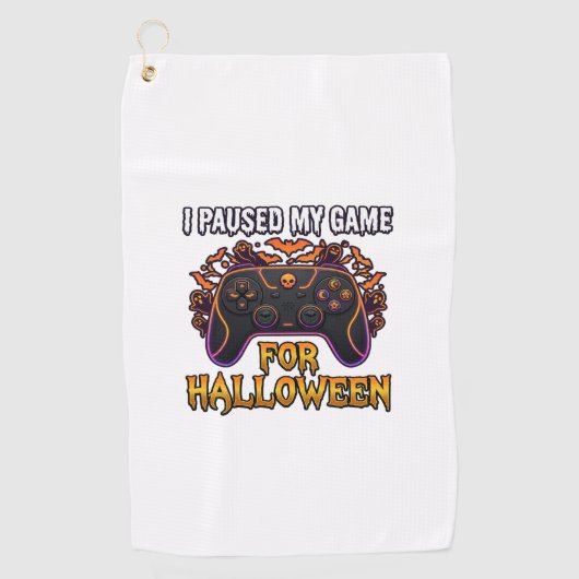 Pausiertes Spiel Halloween-Controller Fledermäuse Golfhandtuch (Vorderseite)