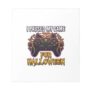 Pausiertes Spiel Halloween-Controller Fledermäuse Notizblock