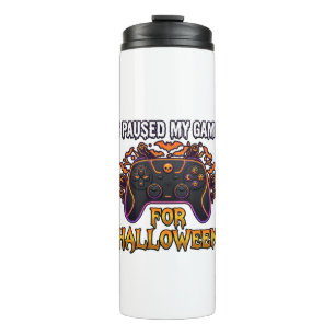 Pausiertes Spiel Halloween Controller Fledermäuse Thermosbecher