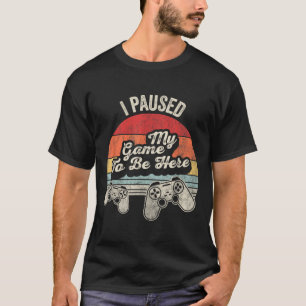 Pausiertes Spiel, um hier lustiger Gamer Retro Vin T-Shirt