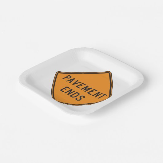 Pavement beendet Straßensignatur Verkehrswarnung Pappteller (Gewinkelt)