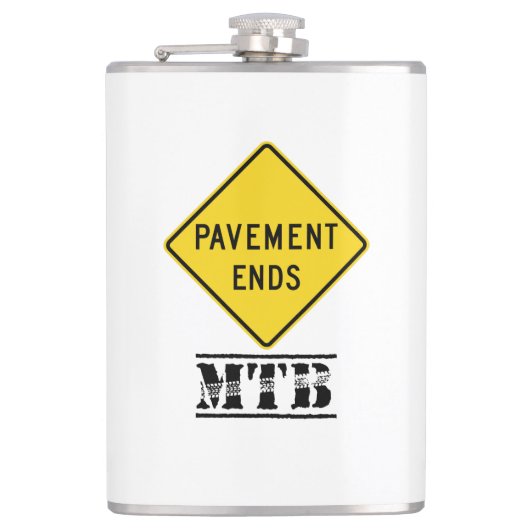 Pavement Ends Mountain Biking Flachmann (Vorderseite)