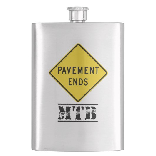 Pavement Ends Mountain Biking Flachmann (Vorderseite)