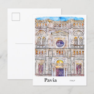 Pavia Italien Reise Wasserfarbe Handgezeichnet Postkarte