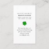 Pavillon der Weltmesse Irish Sessing Memorial Gebe Visitenkarte (Rückseite)