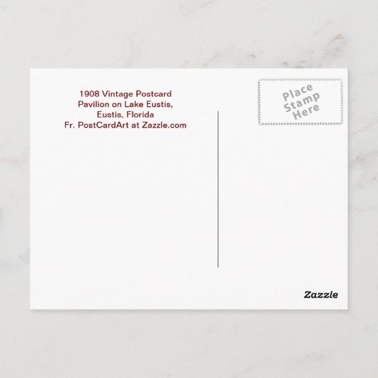 Pavillon des Sees Eustis, Plorida, 1908 Postkarte (Rückseite)