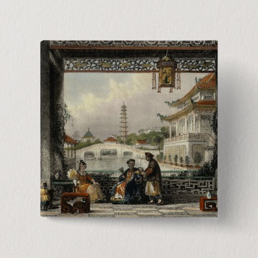 Pavillon und Gärten einer Mandarine nahe Peking, Button (Vorderseite)