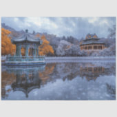 Pavillontempel des deoupage Whimsical Chinese Gard Seidenpapier (Vorderseite)