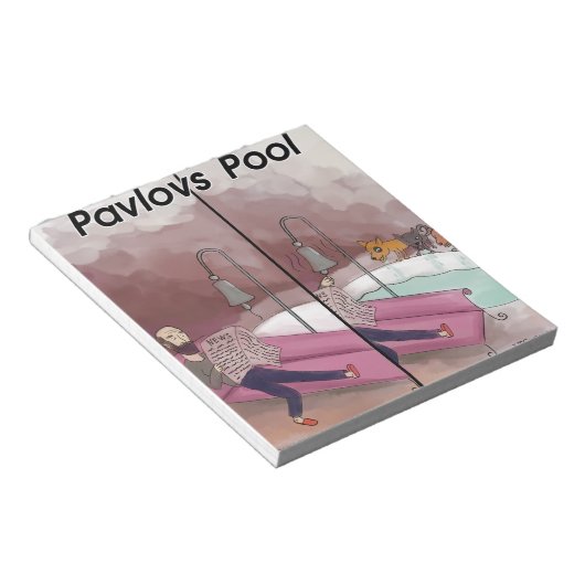 Pavlov's Pool Funny Cartoon Notizblock (angewinkelt)