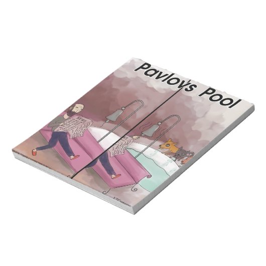 Pavlov's Pool Funny Cartoon Notizblock (Rotiert)