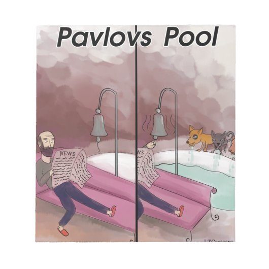 Pavlov's Pool Funny Cartoon Notizblock (Vorderseite)