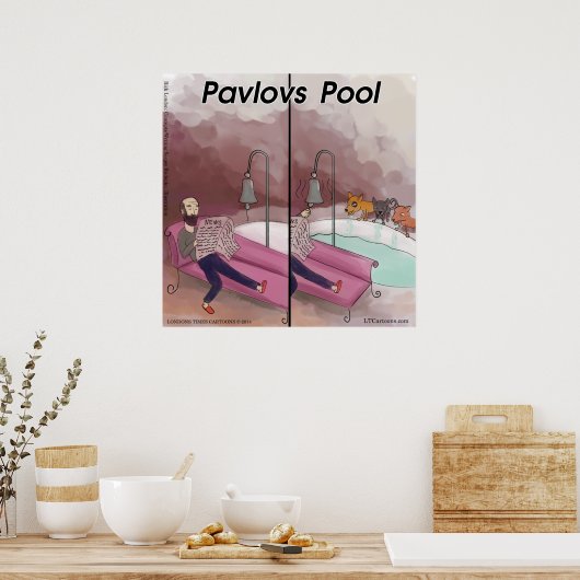 Pavlov's Pool Funny Cartoon Poster (Küche)