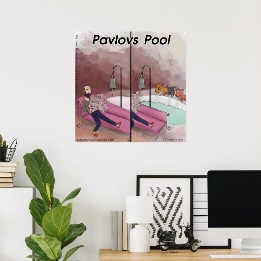 Pavlov's Pool Funny Cartoon Poster (Heimbüro)