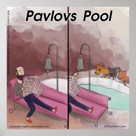Pavlov's Pool Funny Cartoon Poster (Vorne)