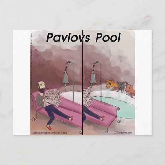 Pavlov's Pool Funny Cartoon Postkarte (Vorderseite)