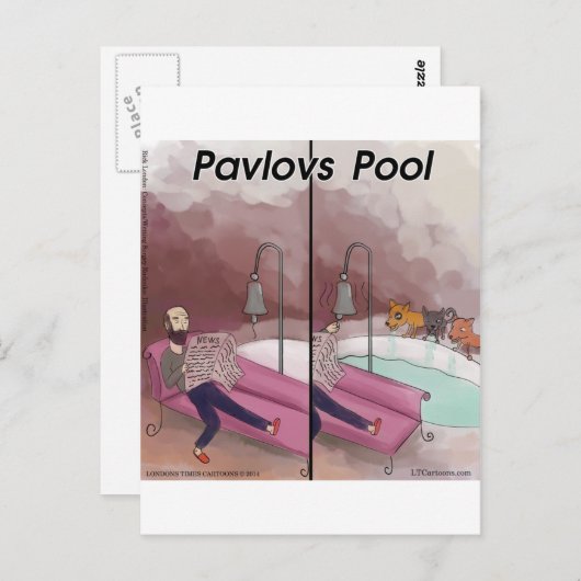 Pavlov's Pool Funny Cartoon Postkarte (Vorne/Hinten)
