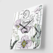 Pavot Poppy Blume Wall Clock Quadratische Wanduhr (Winkel)
