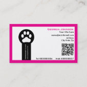 Paw and QR code hot pink Vet/Veterinary Clinic Visitenkarte (Rückseite)