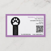 Paw and QR code purple Vet/Veterinary Clinic  Visitenkarte (Rückseite)