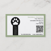 Paw and QR code sage green Vet/Veterinary Clinic  Visitenkarte (Rückseite)